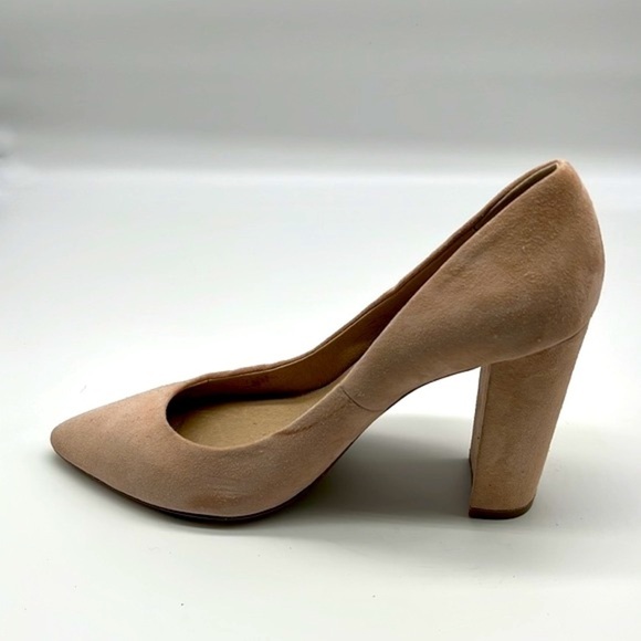 Saks Fifth Avenue - Light Pink Suede Pointed Toe Block Heels Size 7.5 - Picture 7 of 16
